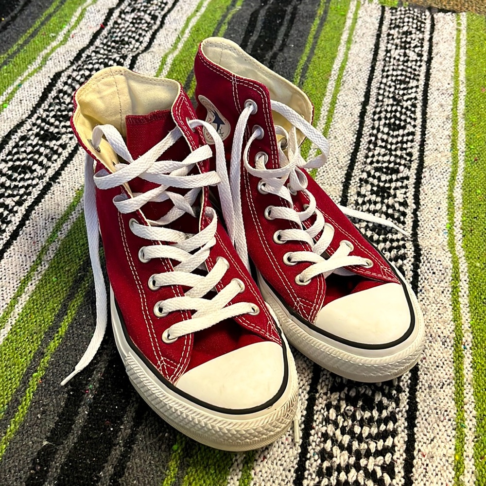 maroon all star high top converse